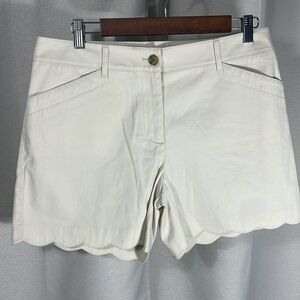 Talbots Cream shorts scalloped edge